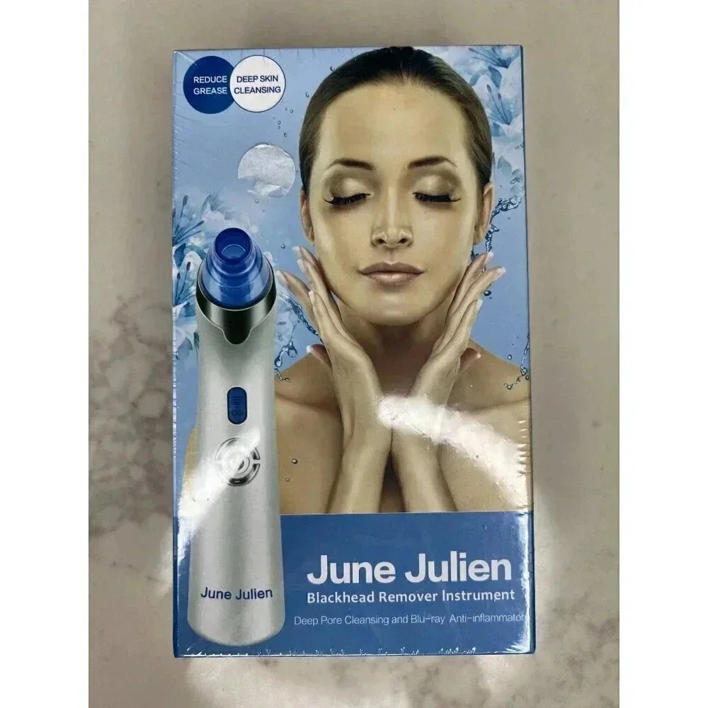NWT June Julien Blackhead Remover Electric Facial Pore Cleanser Blue